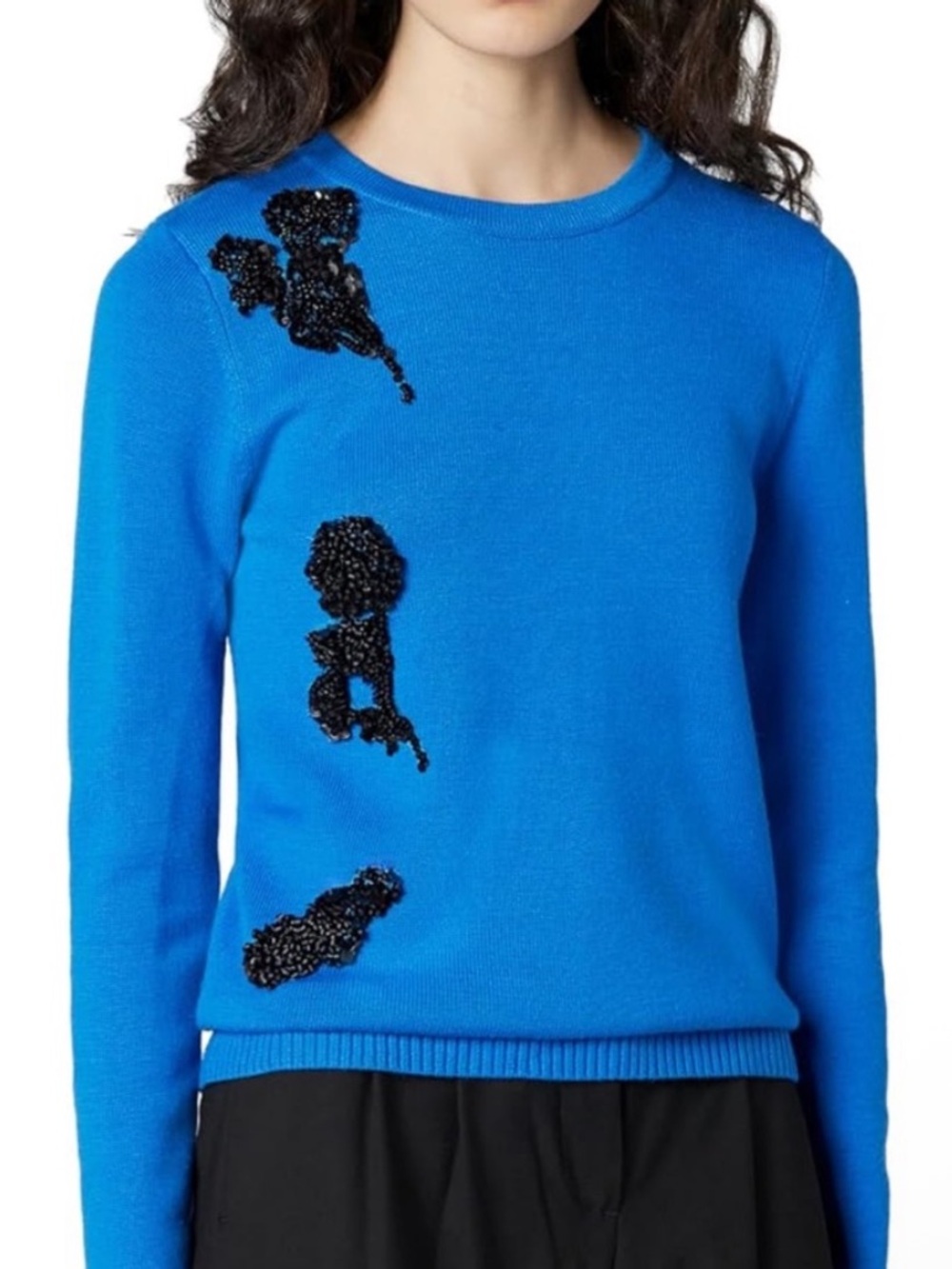 Prabal Gurung Blue Sequin Embellished Sweater Size XL
